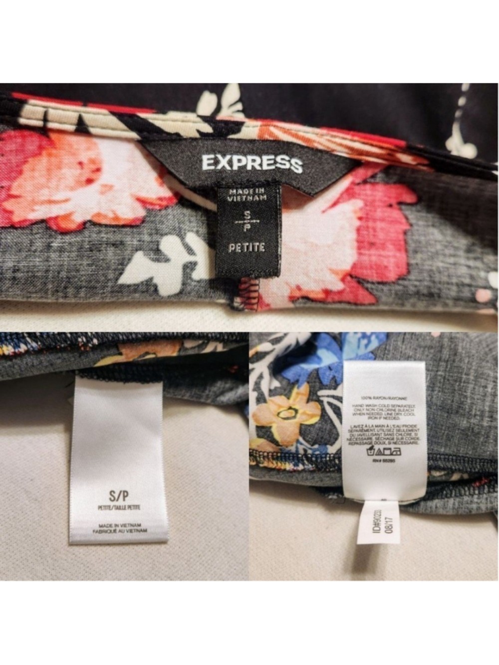 Express Black Floral V-Neck Fit & Flare Mini Dress Small - Picture 10 of 11